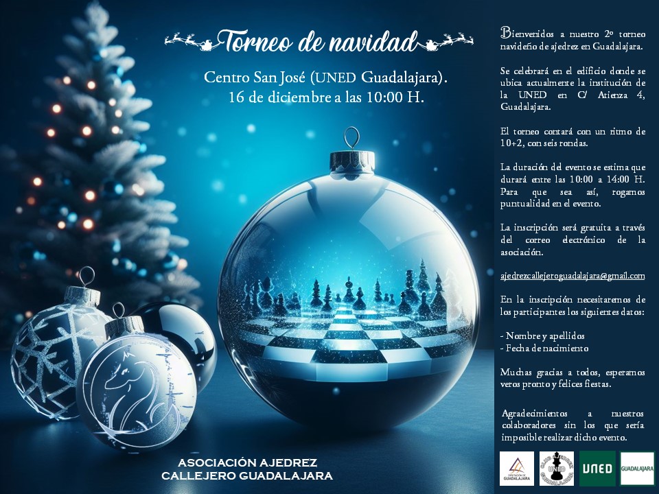 Cartel anunciador del II Toreno Navideño de Ajedrez Guadalajara